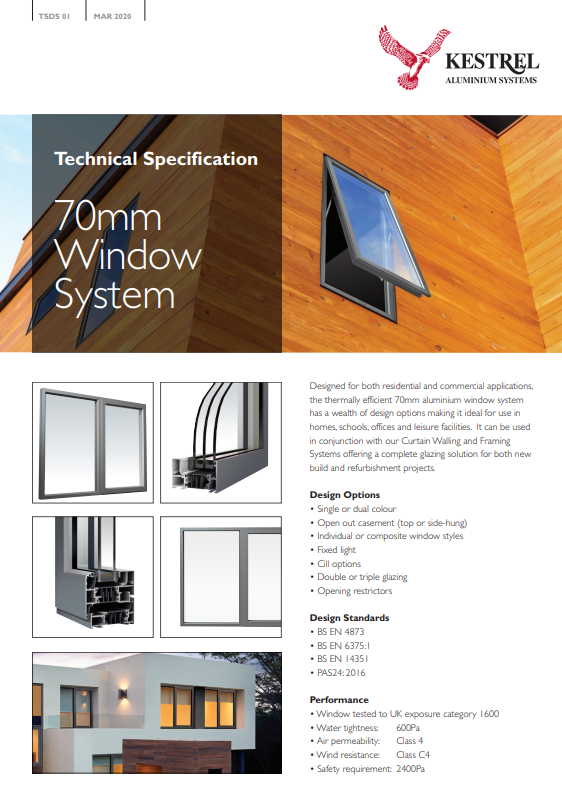 70mm Window System Datasheet Brochure