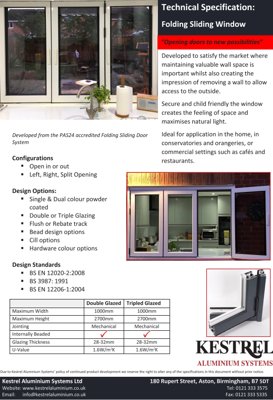 Folding Sliding Window Datasheet  Brochure