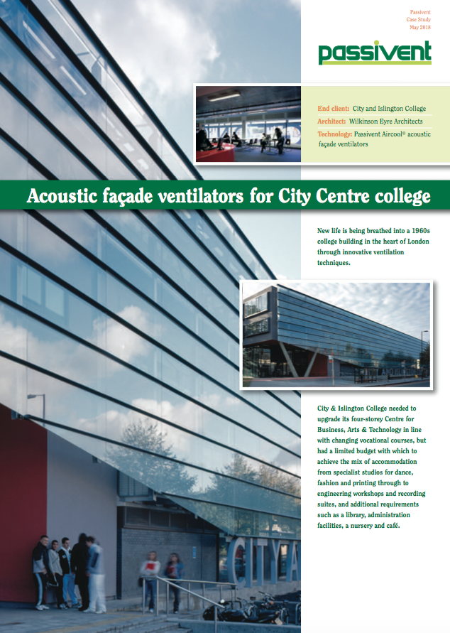 Acoustic facade Ventilators for City Centre College  Brochure